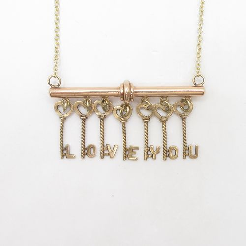 Love You Keys T Bar Necklace