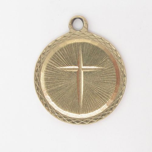 British Vintage Cross Disc Gold Charm