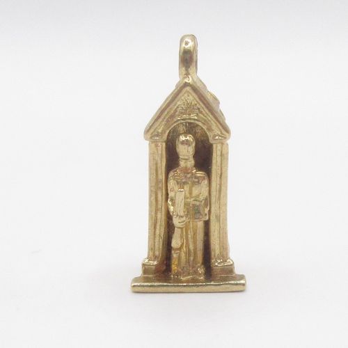 British Vintage Queen's Guard in Sentry Box Gold Charm