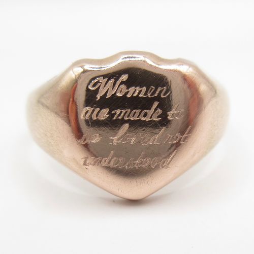 Women are Made to be Loved Engraved Shield Signet Ring