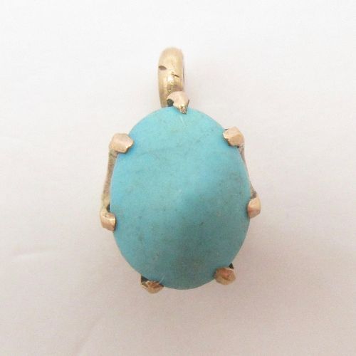 Antique Oval Claw Set Turquoise Charm