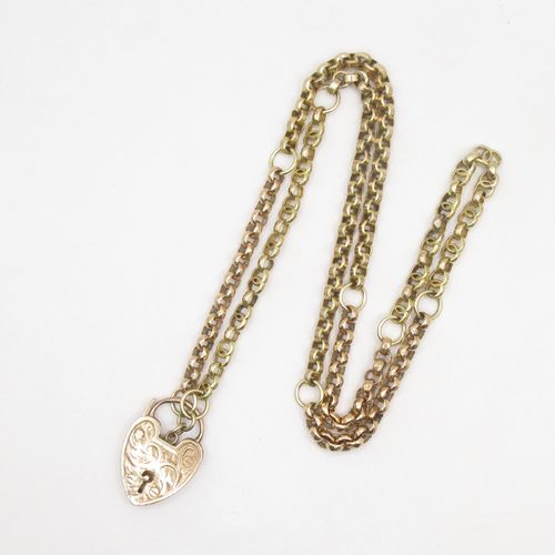 Mixed Link Short Investment Necklace with Heart Padlock Closure