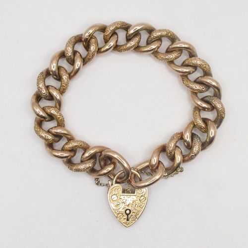 Etched Detailed Chunky Curb Charm Bracelet
