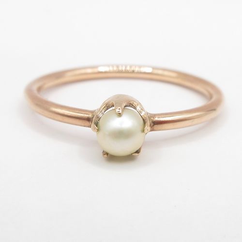Pearl Claw Set Rose Gold Ring