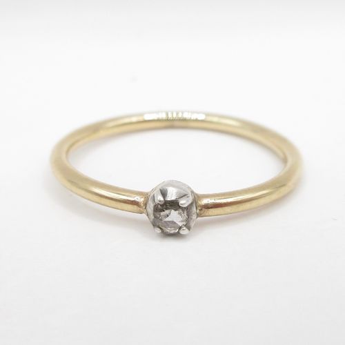 Prong Set Rose Cut Diamond Yellow Gold Solitaire Ring