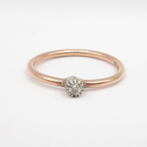 Pinch Set Rose Cut Diamond Solitaire Rose Gold Ring