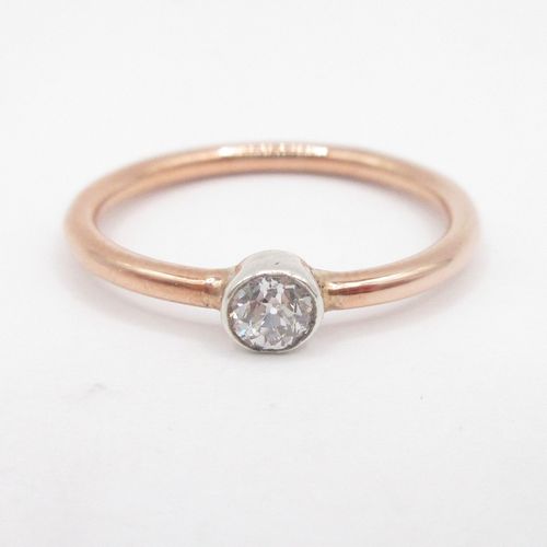 Old Cut Diamond Rose Gold Solitaire Ring