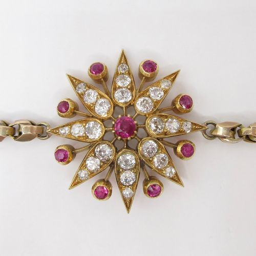 Old Cut Diamond Ruby Starburst Bespoke Bracelet