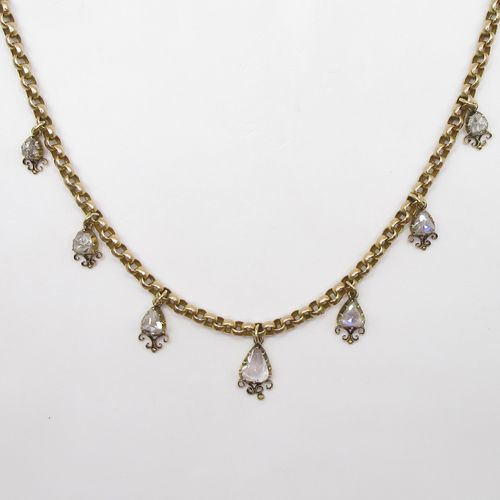 Rose Cut Diamond Dropper Lucky Seven Bespoke Necklace