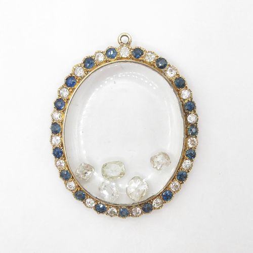 Antique Sapphire and Diamond Locket with floating Diamonds