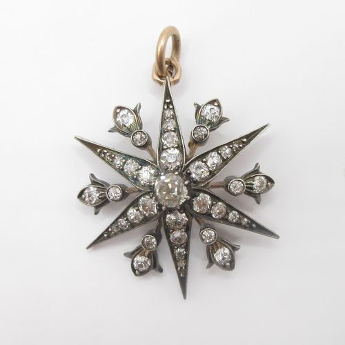 Old Cut Diamond Star Charm Pendant