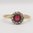Diamond and Red Paste Cluster Ring