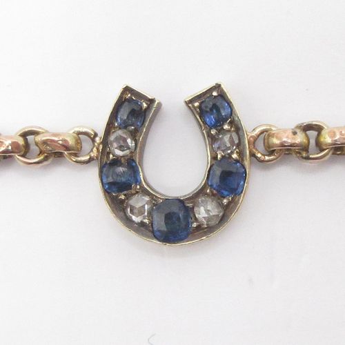Diamond and Sapphire Horseshoe Bracelet