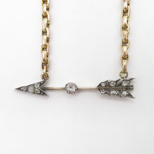 Old Cut and Rose Cut Diamond Arrow Bespoke Necklace