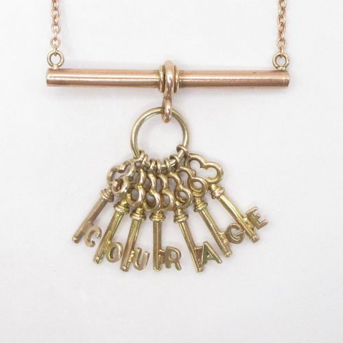 Courage Keys T Bar Charm Necklace