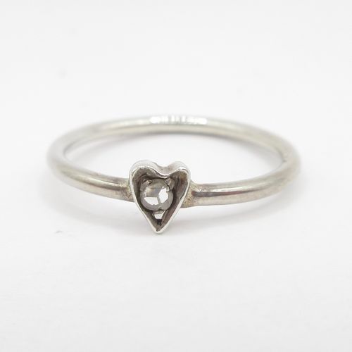 Rose Cut Diamond Heart Silver Ring