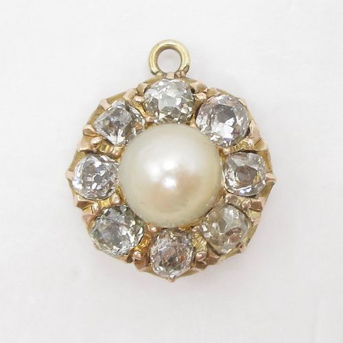 Old Cut Diamond and Pearl Cluster Charm