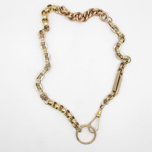 Mixed Link Feature Clasp Investment Necklace with Georgian Split Ring