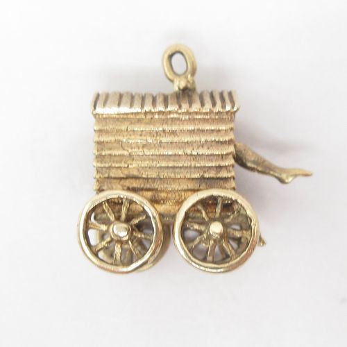 Naughty Legs Sticking Out of Wagon British Vintage Gold Charm
