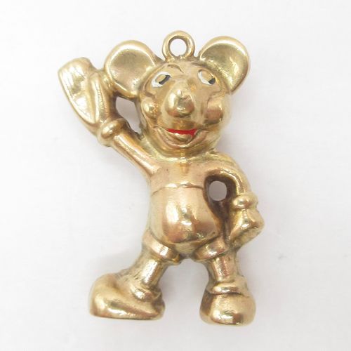 Enamel Micky Mouse British Vintage Gold Charm ​