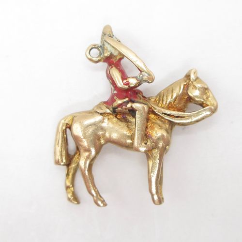 Enamel Queen's Guard on Horse British Vintage Gold Charm