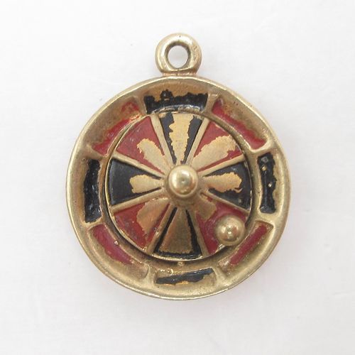 Enamelled Gambling British Vintage Gold Charm