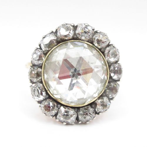 Georgian Rose Cut Diamond Cluster Stud Ring
