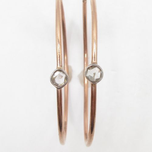Rose Cut Diamond Hoop Earrings