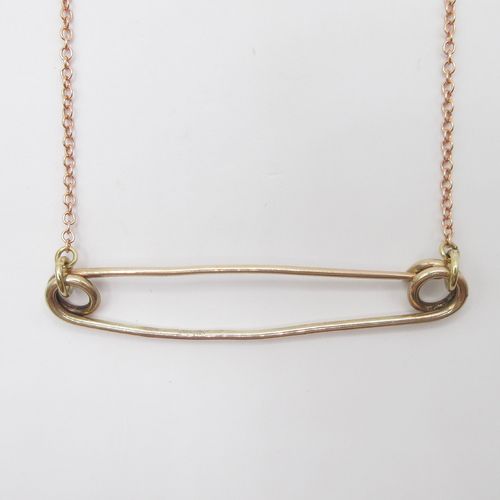 Old Gold Safety Pin Necklace