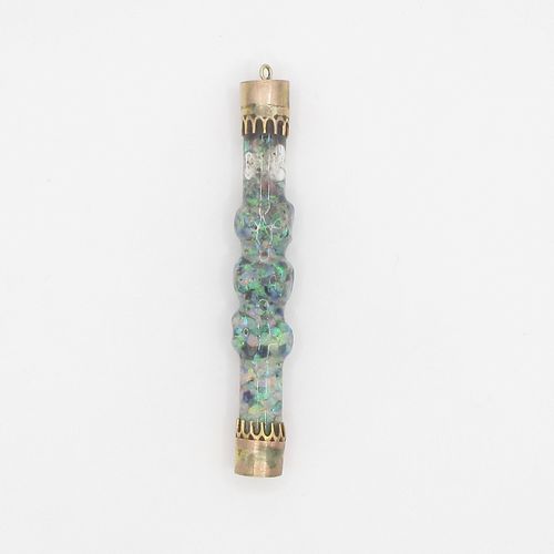 Antique Glass Cylinder Charm Containing Opals