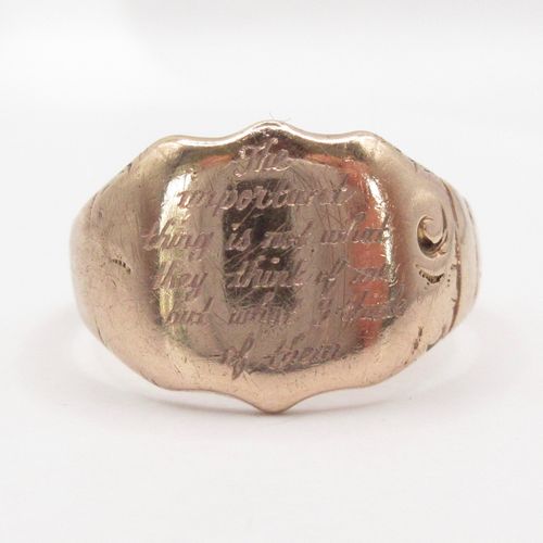 The Important Thing Engraved Shield Signet Ring