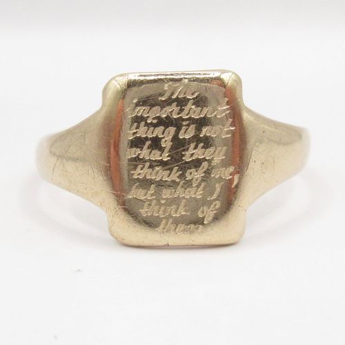 The Important Thing Engraved Rectangular Signet Ring
