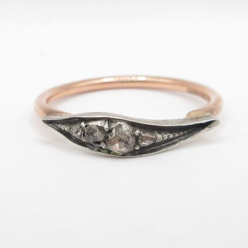 Rose Cut Diamond Leaf Ring