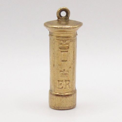 British Vintage Gold Pillar Post Box Charm