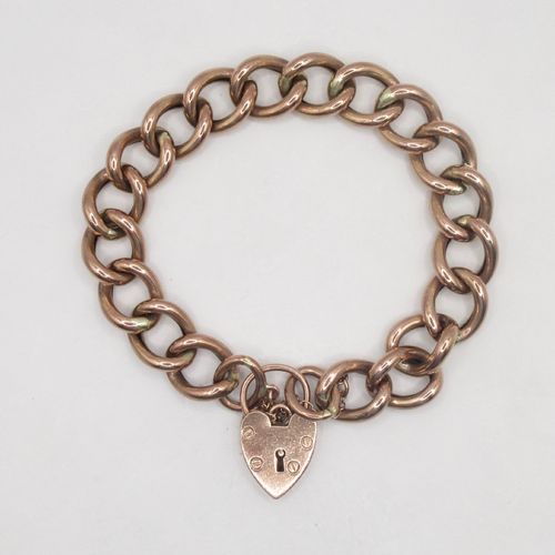 Rosey Chunky Antique Curb Charm Bracelet with Heart Padlock Closure