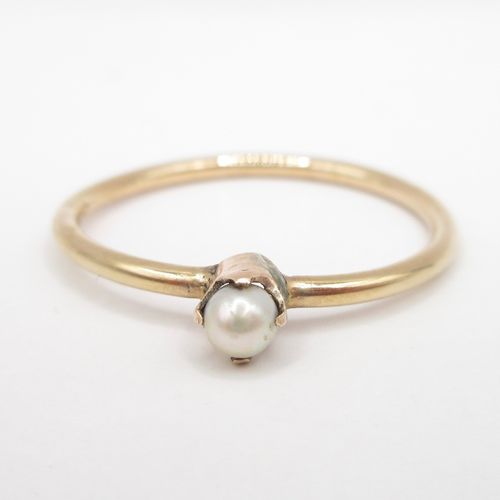 Claw Set Pearl Solitaire Yellow Gold Ring