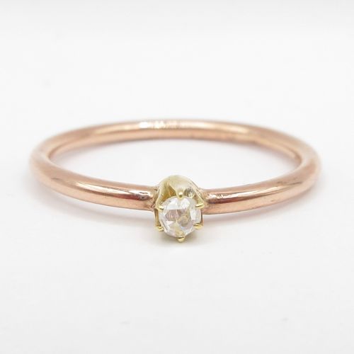 Claw Set Rose Cut Diamond Solitaire Rose Gold Ring.