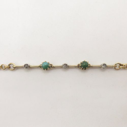 Rose Cut Diamond and Turquoise Line Bracelet