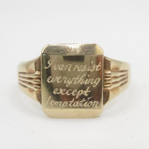 I can resist everything except temptation engraving Signet Ring