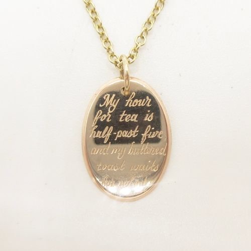 'My hour for tea is...' Engraving Disc Necklace