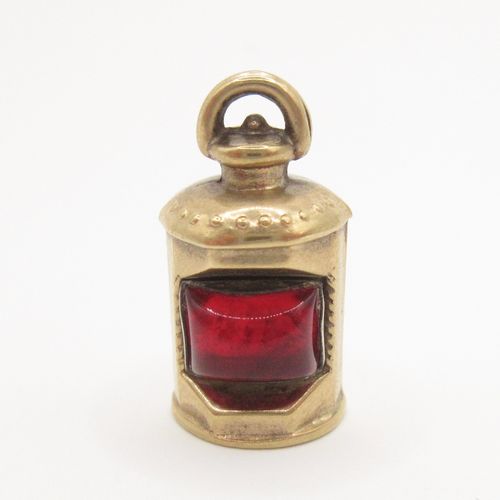 British Vintage Gold Red Lantern Charm