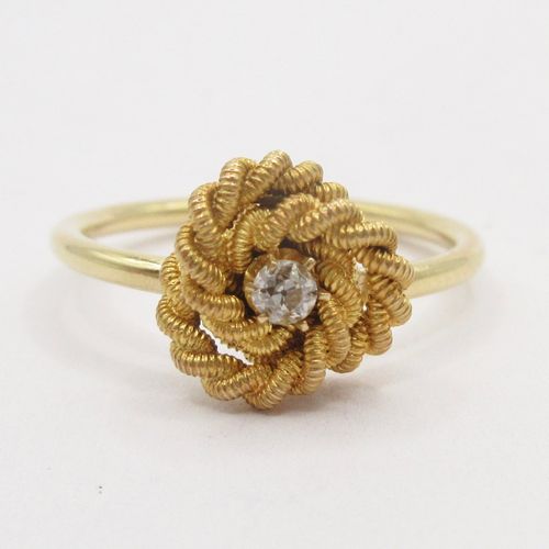 Old Cut Diamond Yellow Gold Love Knot Ring