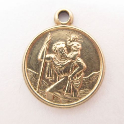 British Vintage Gold Small St Christopher Charm