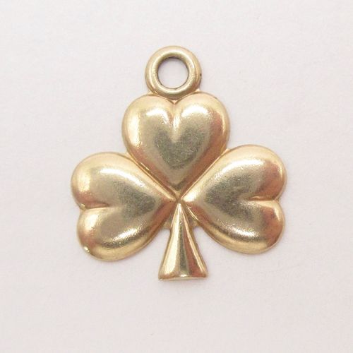 Vintage British Three Heart Shamrock Gold Charm