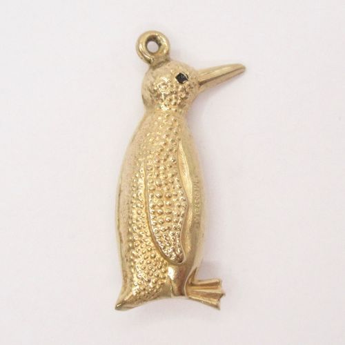 British Vintage Gold Penguin Charm