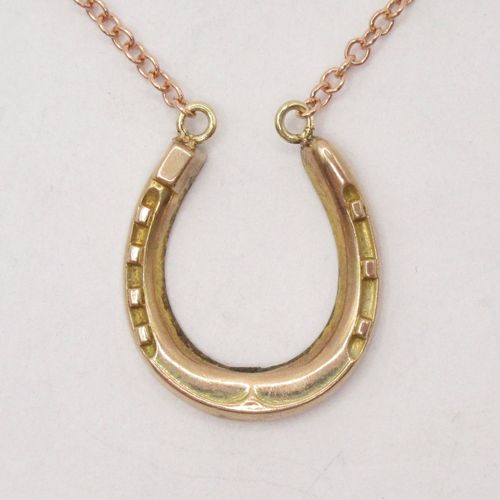 Victorian Horseshoe Brooch Conversion Rose Gold Necklace