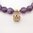 Antique Round Amethyst Beaded Bracelet with Vintage Crown Charm