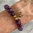 Antique Round Amethyst Beaded Bracelet with Vintage Crown Charm