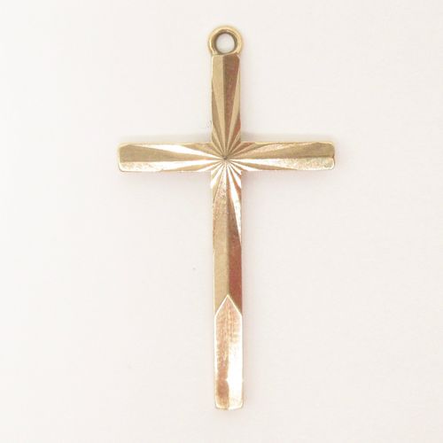 Vintage British Gold Faceted Cross Charm