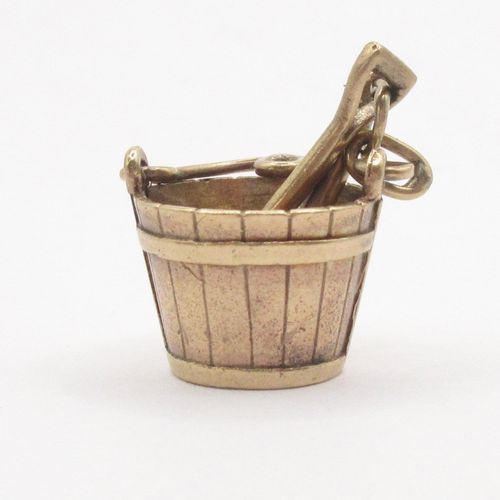 Vintage British Gold Bucket and Spade Digging Tools Charm